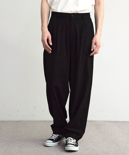 RATTLE TRAP（ラトルトラップ）の「ドビーストライプタックワイドテーパードパンツ（スラックス・メンズ・ブラック/ネイビー・M/L）」の3枚目の写真