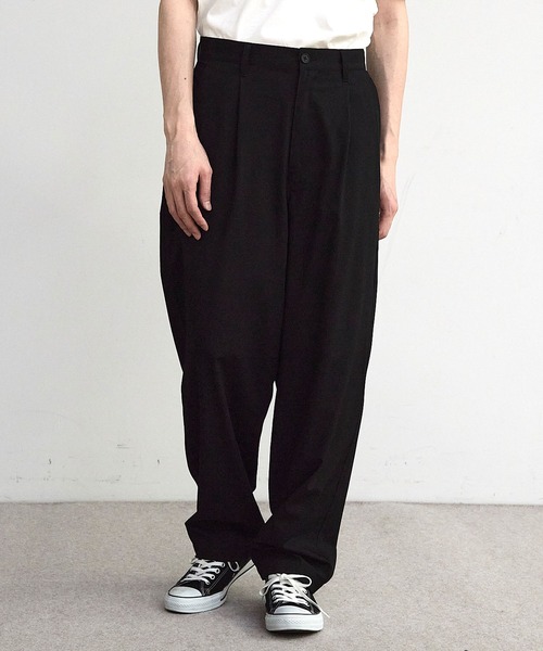 RATTLE TRAP（ラトルトラップ）の「ドビーストライプタックワイドテーパードパンツ（スラックス・メンズ・ブラック/ネイビー・M/L）」の4枚目の写真