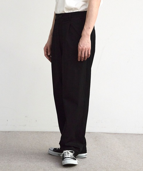 RATTLE TRAP（ラトルトラップ）の「ドビーストライプタックワイドテーパードパンツ（スラックス・メンズ・ブラック/ネイビー・M/L）」の5枚目の写真