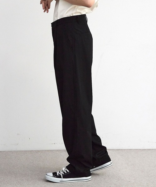 RATTLE TRAP（ラトルトラップ）の「ドビーストライプタックワイドテーパードパンツ（スラックス・メンズ・ブラック/ネイビー・M/L）」の6枚目の写真