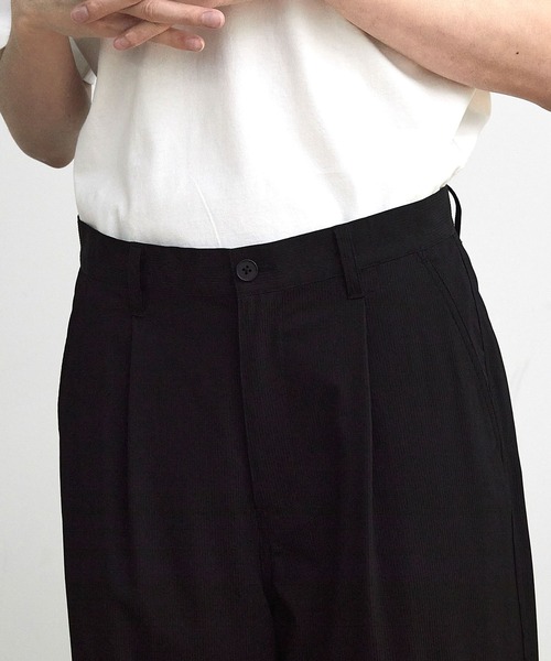 RATTLE TRAP（ラトルトラップ）の「ドビーストライプタックワイドテーパードパンツ（スラックス・メンズ・ブラック/ネイビー・M/L）」の8枚目の写真