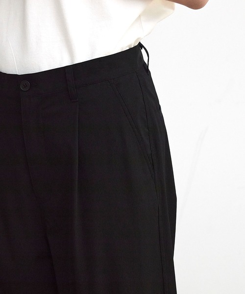 RATTLE TRAP（ラトルトラップ）の「ドビーストライプタックワイドテーパードパンツ（スラックス・メンズ・ブラック/ネイビー・M/L）」の9枚目の写真