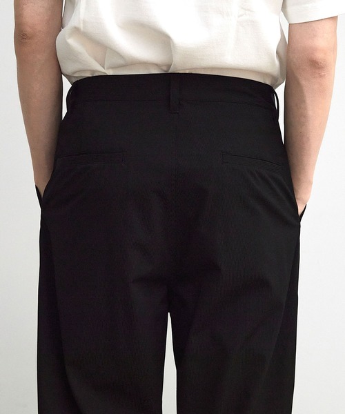 RATTLE TRAP（ラトルトラップ）の「ドビーストライプタックワイドテーパードパンツ（スラックス・メンズ・ブラック/ネイビー・M/L）」の10枚目の写真