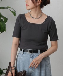 COLONY 2139（コロニートゥーワンスリーナイン）の「スクエアネックリブ半袖プルオーバー（Tシャツ/カットソー）」