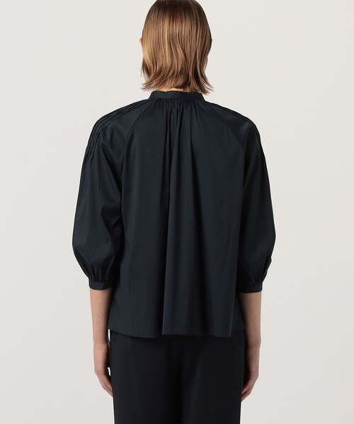 美品　トゥモローランド　ストレッチブラウス　黒　ふんわり袖　半袖　きれいめ ストレッチブロード ピンタックスリーブブラウス（シャツ/ブラウス