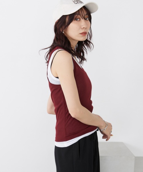 Auntie Rosa Holiday（アンティローザホリデー）の「シアーレイヤードタンク（タンクトップ・レディース・ブラック/ブラウン/カーキ/ボルドー・FREE）」の18枚目の写真