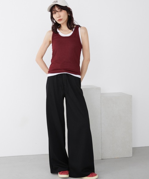 Auntie Rosa Holiday（アンティローザホリデー）の「シアーレイヤードタンク（タンクトップ・レディース・ブラック/ブラウン/カーキ/ボルドー・FREE）」の16枚目の写真