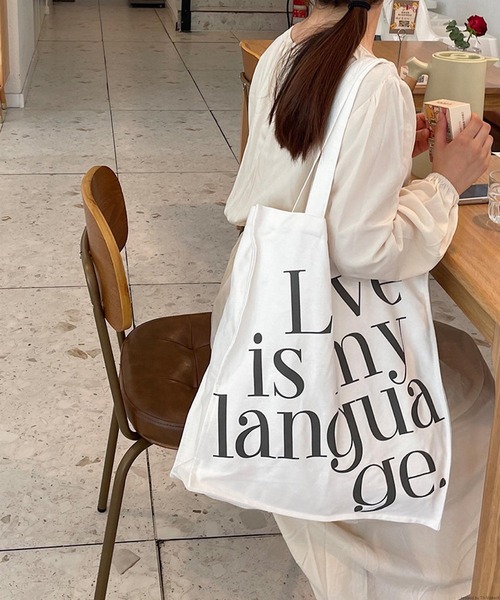 TONE SELECT GOODS(トーンセレクトグッズ)の「Liaa/ロゴ トートバッグ A18622(トートバッグ・レディース・ホワイト/ベージュ・FREE)」の1枚目の写真