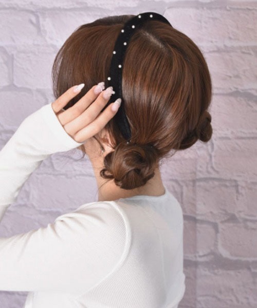 TONE SELECT GOODS（トーンセレクトグッズ）の「【float】ベロア×パール カチューシャ（カチューシャ・レディース・ワインレッド/ブラック・FREE）」の6枚目の写真