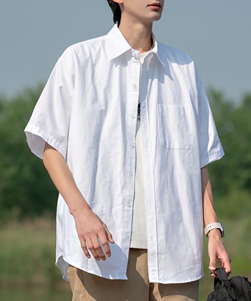 SBG(エスビー)の「SBG ベーシック ハーフスリーブシャツ(シャツ/ブラウス・メンズ・ホワイト・MEDIUM/LARGE/X-LARGE)」の1枚目の写真