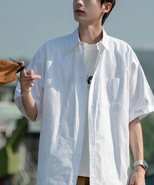 SBG(エスビー)の「SBG ベーシック ハーフスリーブシャツ(シャツ/ブラウス・メンズ・ホワイト・MEDIUM/LARGE/X-LARGE)」の3枚目の写真
