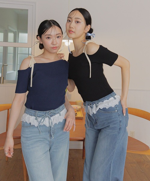 3.3 Field Trip （3.3フィールドトリップ）の「3.3 Field Trip／ウエストレースデニムパンツ（デニムパンツ・レディース・ライトブルー/ブルー・FREE）」の5枚目の写真