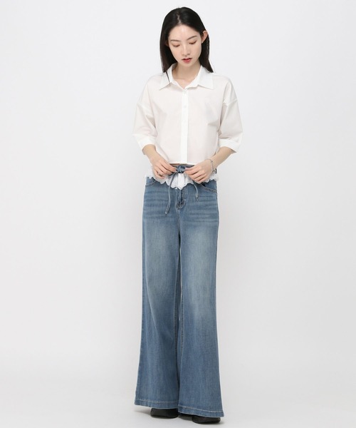 3.3 Field Trip （3.3フィールドトリップ）の「3.3 Field Trip／ウエストレースデニムパンツ（デニムパンツ・レディース・ライトブルー/ブルー・FREE）」の10枚目の写真