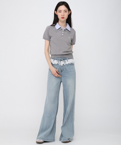 3.3 Field Trip （3.3フィールドトリップ）の「3.3 Field Trip／ウエストレースデニムパンツ（デニムパンツ・レディース・ライトブルー/ブルー・FREE）」の19枚目の写真