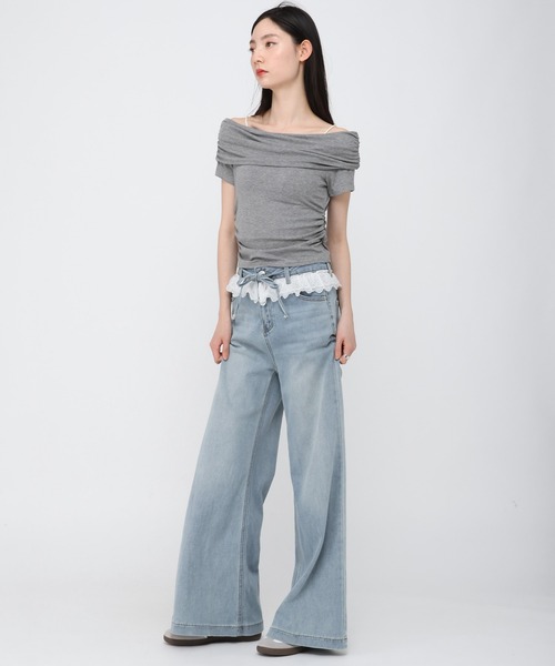 3.3 Field Trip （3.3フィールドトリップ）の「3.3 Field Trip／ウエストレースデニムパンツ（デニムパンツ・レディース・ライトブルー/ブルー・FREE）」の20枚目の写真