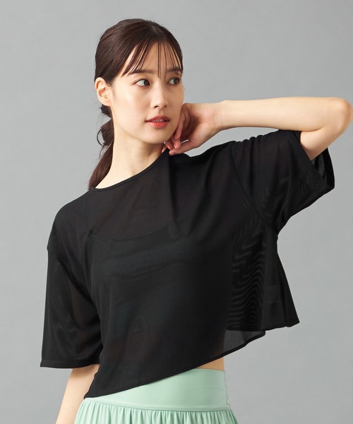 【美品 社交ダンス衣装】ブラック CHACOTT トップス ブラウス 黒 伸縮 美品 日本製 社交ダンス衣装】ブラック CHACOTT トップス