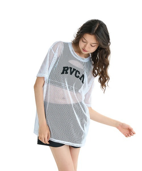 tシャツ RVCA レディース ARCH RVCA MESH TEE Tシャツ 「2025年夏モデル」/ルーカロゴ半袖メッシュTシャツ レディース RVCA レディース FLOWER WAVE BOX LOGO LOOSE FIT ST Tシャツ