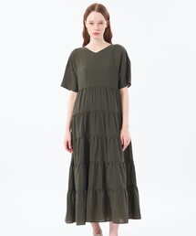 美品♪マッキントッシュフィロソフィ M リネンライク 半袖ワンピース カーキ 緑 美品♪マッキントッシュフィロソフィ M リネンライク 半袖