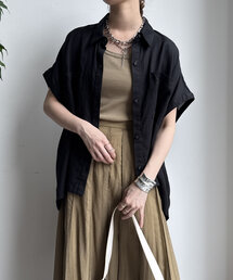 【WEB限定】リヨセル×ジョーゼット切替シャツ