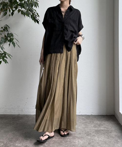 DouDou（ドゥドゥ）の「【WEB限定】リヨセル×ジョーゼット切替シャツ（シャツ/ブラウス・レディース・ブラック/ベージュ/ホワイト・FREE）」の17枚目の写真