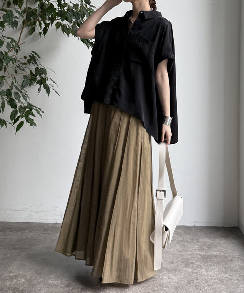 DouDou（ドゥドゥ）の「【WEB限定】リヨセル×ジョーゼット切替シャツ（シャツ/ブラウス・レディース・ブラック/ベージュ/ホワイト・FREE）」の18枚目の写真