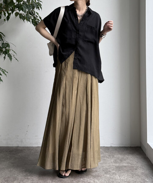 DouDou（ドゥドゥ）の「【WEB限定】リヨセル×ジョーゼット切替シャツ（シャツ/ブラウス・レディース・ブラック/ベージュ/ホワイト・FREE）」の19枚目の写真