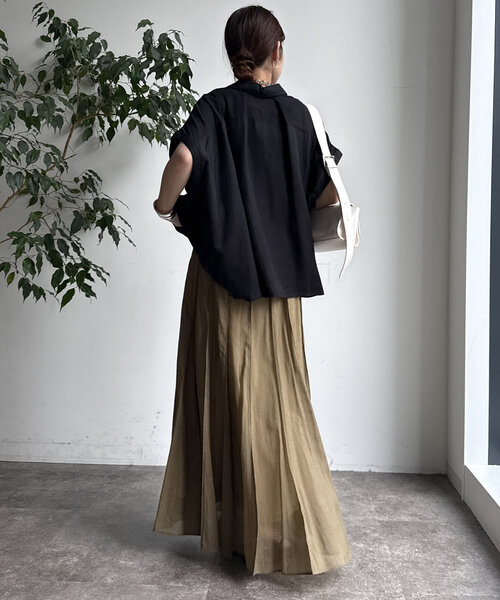 DouDou（ドゥドゥ）の「【WEB限定】リヨセル×ジョーゼット切替シャツ（シャツ/ブラウス・レディース・ブラック/ベージュ/ホワイト・FREE）」の20枚目の写真