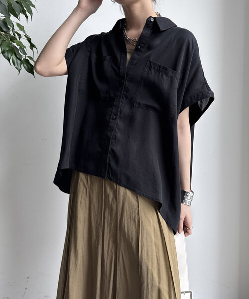 DouDou（ドゥドゥ）の「【WEB限定】リヨセル×ジョーゼット切替シャツ（シャツ/ブラウス・レディース・ブラック/ベージュ/ホワイト・FREE）」の21枚目の写真