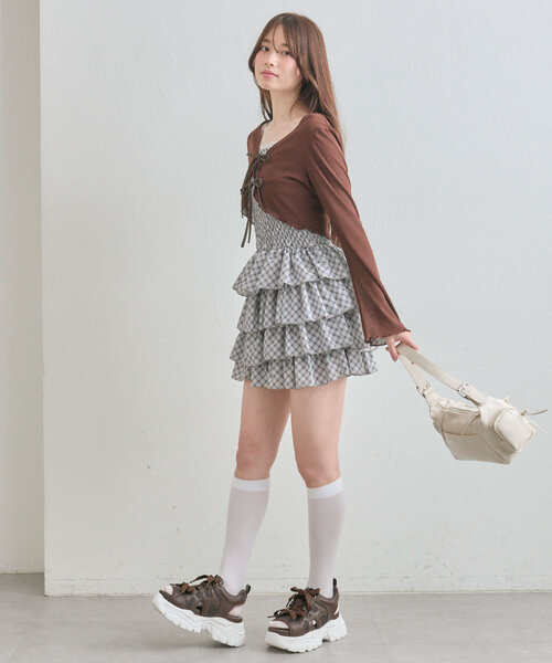 OLIVE des OLIVE(オリーブデオリーブ)の「【SETアイテム】シャーリングキャミワンピとボレロのセット(ワンピース・レディース・サックスブルー/オフホワイト/ブラウン・FREE)」の20枚目の写真