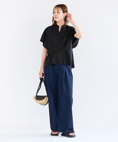 最終お値下げ❣️UNFILO DENIM LIGHT タックワイドパンツ UVカット/遮熱】UNFILO DENIM LIGHT タックワイドパンツ（デニム