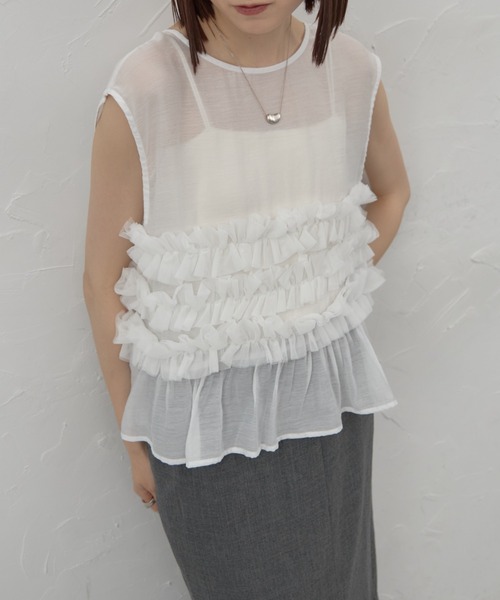 イッセイミヤケ　フリルタンクトップ 国内買付 PLEATS PLEASE ISSEY MIYAKE FLICKER (ISSEY MIYAKE