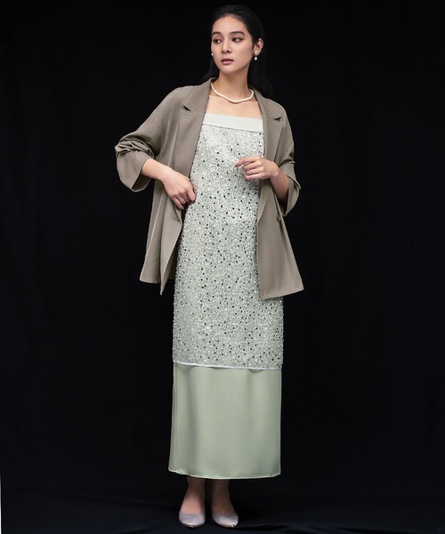 girl(ガール)の「スパンコール キャミソール ドレス キャミワンピ ラップスカート 2WAY 結婚式 ワンピース パーティードレス オケージョンドレス お呼ばれ 二次会 成人式 同窓会 謝恩会(ドレス・レディース・ブラック/グレー/オフホワイト/ゴールド・L/M)」の8枚目の写真