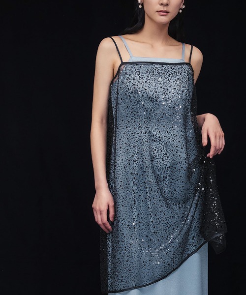 girl(ガール)の「スパンコール キャミソール ドレス キャミワンピ ラップスカート 2WAY 結婚式 ワンピース パーティードレス オケージョンドレス お呼ばれ 二次会 成人式 同窓会 謝恩会(ドレス・レディース・ブラック/グレー/オフホワイト/ゴールド・L/M)」の14枚目の写真