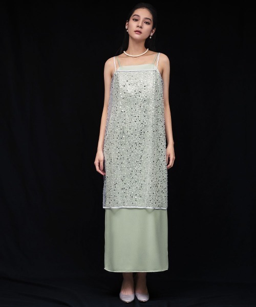 girl(ガール)の「スパンコール キャミソール ドレス キャミワンピ ラップスカート 2WAY 結婚式 ワンピース パーティードレス オケージョンドレス お呼ばれ 二次会 成人式 同窓会 謝恩会(ドレス・レディース・ブラック/グレー/オフホワイト/ゴールド・L/M)」の19枚目の写真