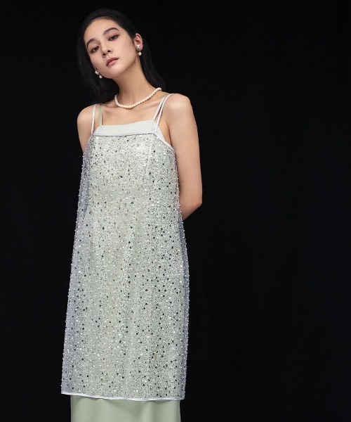 girl(ガール)の「スパンコール キャミソール ドレス キャミワンピ ラップスカート 2WAY 結婚式 ワンピース パーティードレス オケージョンドレス お呼ばれ 二次会 成人式 同窓会 謝恩会(ドレス・レディース・ブラック/グレー/オフホワイト/ゴールド・L/M)」の20枚目の写真