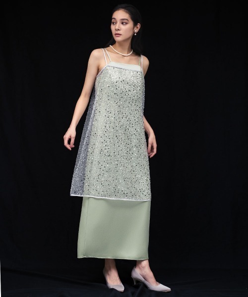 girl(ガール)の「スパンコール キャミソール ドレス キャミワンピ ラップスカート 2WAY 結婚式 ワンピース パーティードレス オケージョンドレス お呼ばれ 二次会 成人式 同窓会 謝恩会(ドレス・レディース・ブラック/グレー/オフホワイト/ゴールド・L/M)」の21枚目の写真