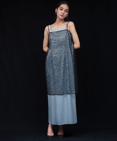 スパンコール キャミソール ドレス キャミワンピ ラップスカート 2WAY