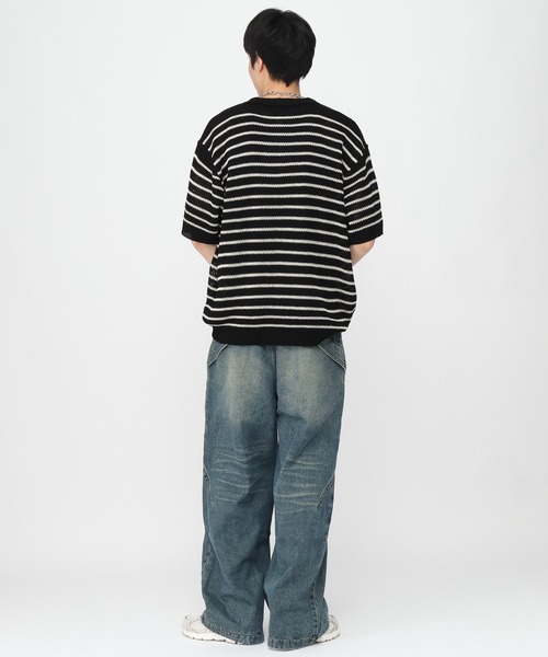 LAND MUSEUM(ランドミュージアム)の「LAND MUSEUM/ボーダーボタンニット(Tシャツ/カットソー・メンズ・グレー/ブラック・FREE)」の15枚目の写真