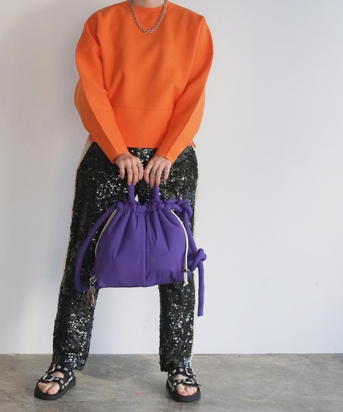 COMMON WARE（コモンウェアー）の「EM:cheek チーク puff kinchaku 2WAY tote パフ巾着2WAYショルダーバッグ（ショルダーバッグ・レディース・ブラック/パープル/グレー/イエロー・FREE）」の19枚目の写真