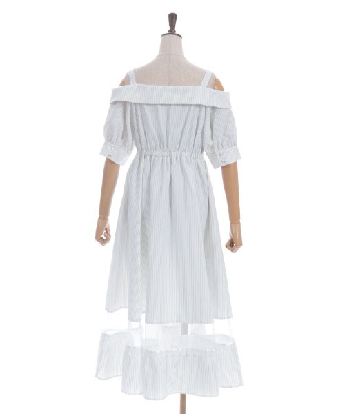 axes femme アクシーズファム オフショル風ストライプワンピース オフショル風ストライプワンピース | 衣料 | axes femme online shop