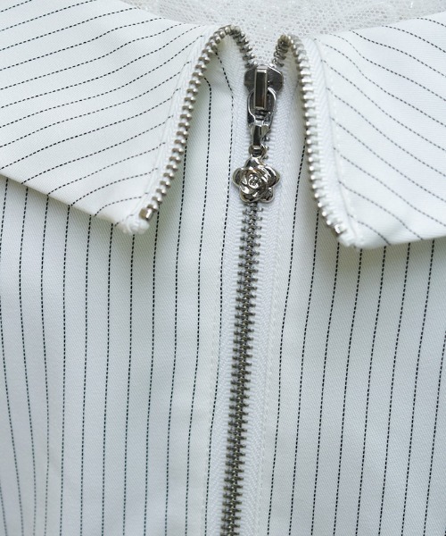 axes femme（アクシーズファム）の「オフショル風ストライプワンピース（ワンピース・レディース・ネイビー/ミント/ホワイト/パープル・FREE）」の7枚目の写真