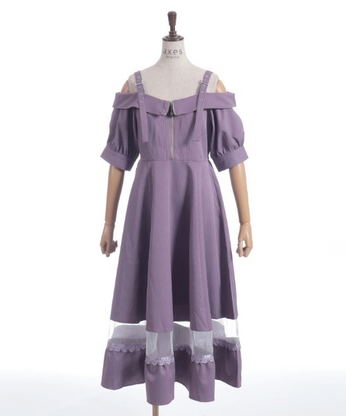 axes femme アクシーズファム オフショル風ストライプワンピース オフショル風ストライプワンピース | 衣料 | axes femme online shop