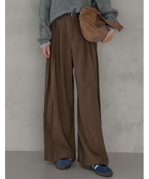 Re:EDIT（リエディ）の「[2025AW COLLECTION][低身長/高身長/大きいサイズ有]タックプリーツワイドパンツ（その他パンツ・レディース・ブラウン/チャコールグレー/グレー/ブラック/アイボリー/グレイッシュベージュ・SHORT/SMALL/MEDIUM/TALL/LARGE/X-LARGE）」の5枚目の写真