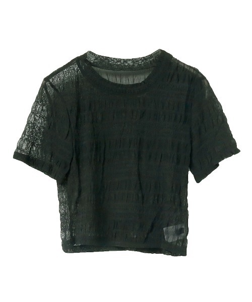 Rejoule(リジュール)の「シャーリングシアートップス(Tシャツ/カットソー・レディース・ブラック/アイボリー・FREE)」の12枚目の写真