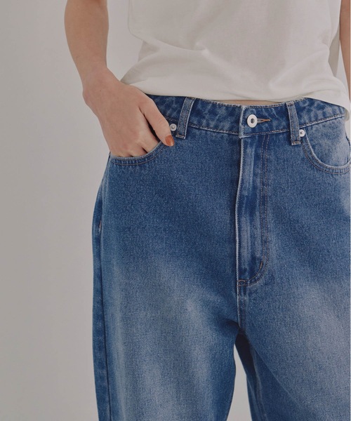tento(テント)の「ストレートワイドデニムパンツ(デニムパンツ・レディース・グレー/ブルー・36/38)」の3枚目の写真