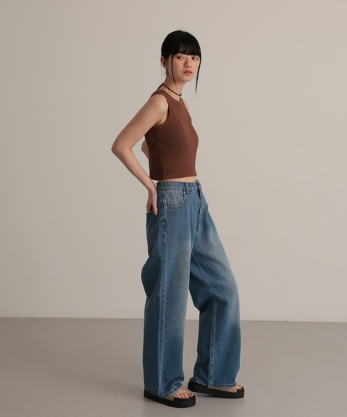 tento(テント)の「ストレートワイドデニムパンツ(デニムパンツ・レディース・グレー/ブルー・36/38)」の10枚目の写真