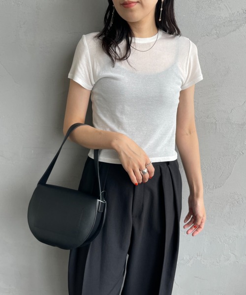 TODAYFUL（トゥデイフル）の「[TODAYFUL/トゥデイフル] コンパクト シアーTシャツ（Tシャツ/カットソー・レディース・ホワイト/ブラック/ライトグレー・F）」の22枚目の写真
