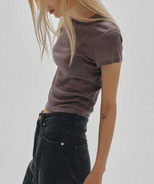 TODAYFUL（トゥデイフル）の「[TODAYFUL/トゥデイフル] コンパクト シアーTシャツ（Tシャツ/カットソー・レディース・ホワイト/ブラック/ライトグレー・F）」の19枚目の写真