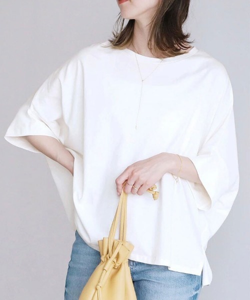 SallyLunn(サリーラン)の「ドルマンスリーブスリットカットソー(Tシャツ/カットソー・レディース・ホワイト/ブラック/ベージュ・LARGE/MEDIUM)」の2枚目の写真
