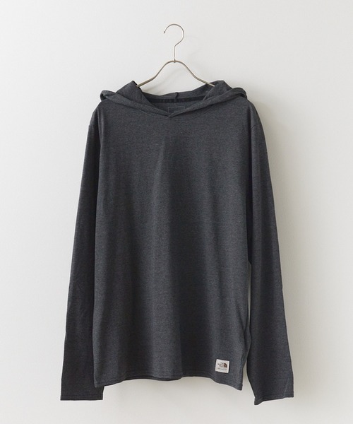 THE NORTH FACE(ザノースフェイス)の「日本未発売 THE NORTH FACE/ザノースフェイス L/S ワンポイントロゴ フード付き プルオーバーロングスリーブTシャツ(パーカー・レディース・ブルー/スミクロ/グレー・L/M/XL)」の2枚目の写真